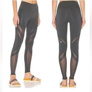 Alo Women’s High Waist Epic Mesh Cut Out Legging Pants Dark Gray Size M